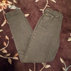 VTG Levis 550 Olive Green Brown Jeans Relaxed Fit Tapered Leg 5 Juniors M USA